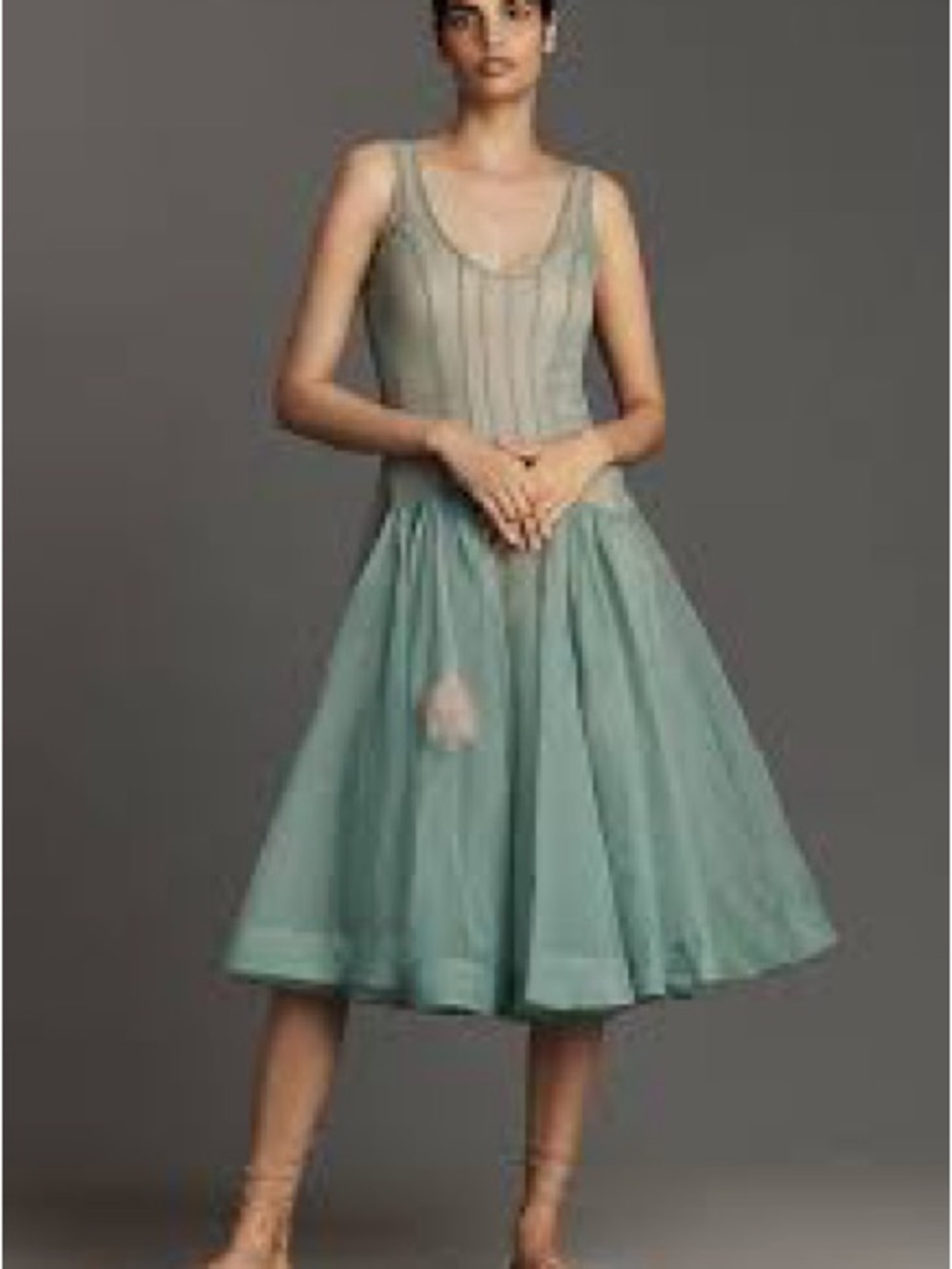 Anthropologie Mint Green Sleeveless Fit-and-Flare Midi Dress